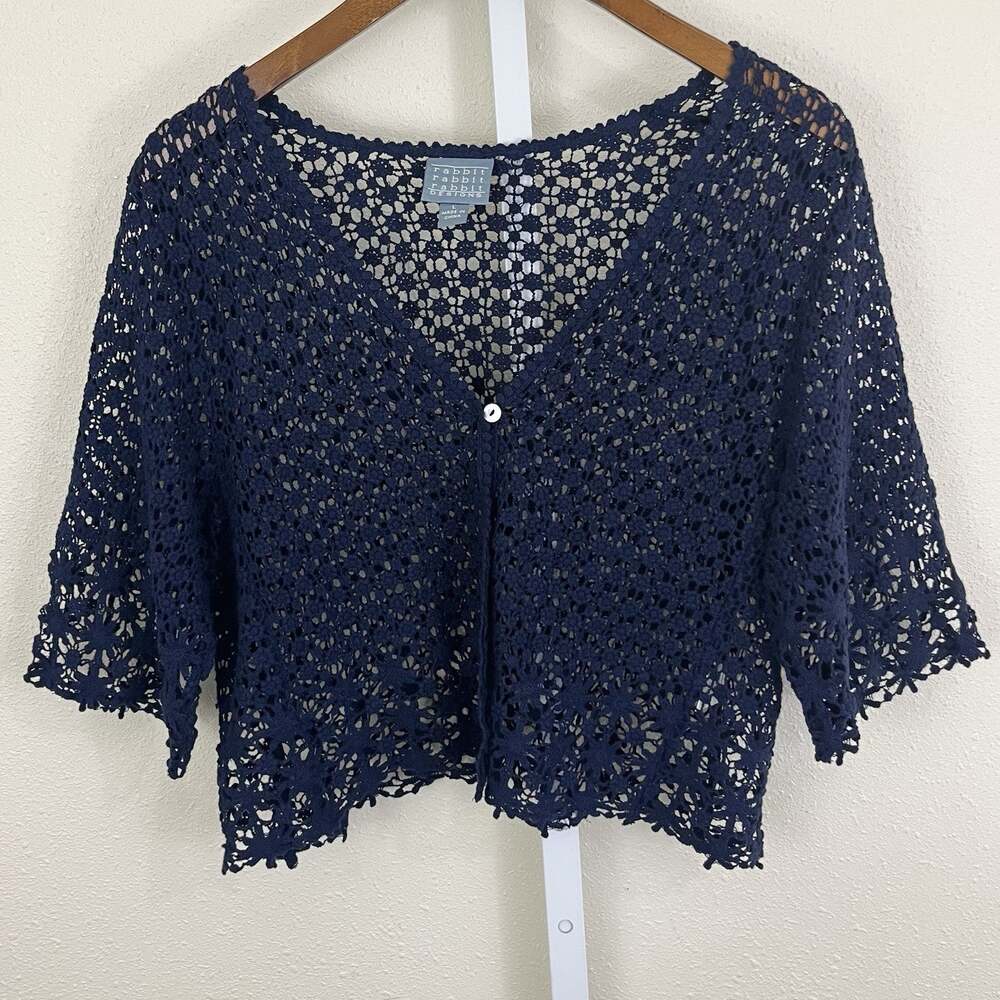 Rabbit Rabbit Designs Shrug Womens L Y2K Cotton Crochet Witchy Whimsigoth